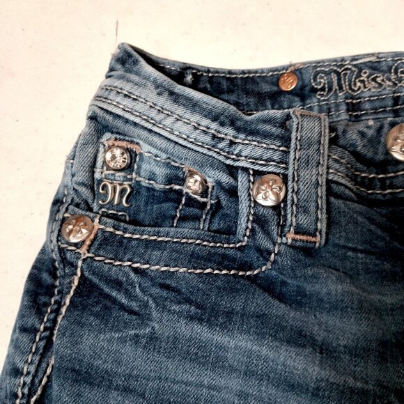 Miss Me Jeans Girls Size 7 Studded Rhinestones Whiskered KE8393C Crop Pants - Picture 12 of 16